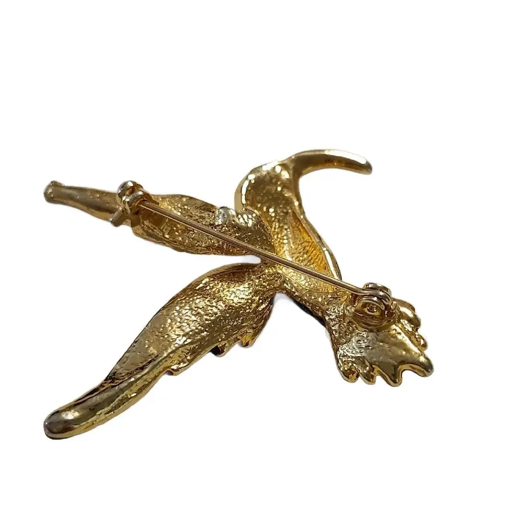 Vintage Enamel & Rhinestone Hummingbird Brooch, 2' Long